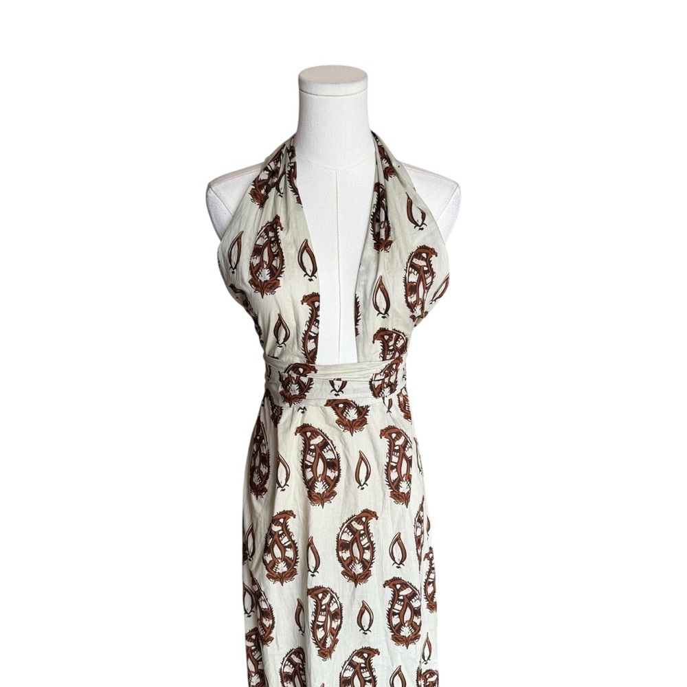 Johanna Ortiz - Dancing in Sanskrit Block Print Halter Maxi Dress Sz 4 - Picture 4 of 8